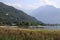 Bank promenade with reed with Domaso Gravedona in Lake Como