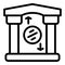 Bank reserves building icon, outline style
