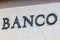 Bank word in Spanish. Metallic lettering