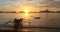 Banka, traditional filipino boat, at sunset in the Philippines