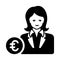 Banker, businessman, euro, investor icon. Black vector