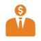 Banker, businessman icon. Orange color vector EPS