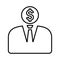 Banker, businessman outline icon. Line art vector