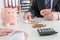 Banker counting savings of his client