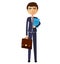 Banker with documents flat cartoon illustration.