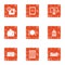 Banking activity icons set, grunge style