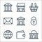 Banking and finance line icons. linear set. quality vector line set such as bank, wallet, internet, lock, bank, email, shopping