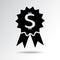 Banking icon with sign dollar. Black and white award. Vector illustration