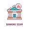 Banking scam color line icon. Illegal action. Financial fraud. Pictogram for web page, mobile app, promo. UI UX GUI design element