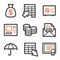 Banking web icons, orange and gray contour series