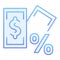 Banknote with percent sign flat icon. Loan blue icons in trendy flat style. Interest and money gradient style design