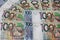 Banknotes of 100 Belarusian rubles laid out