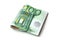 banknotes bundle of hundred euros money on white back