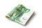 banknotes bundle of hundred euros money on white back