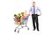 Bankrupt man holding a shopping cart