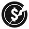 Bankrupt money coin icon, simple style