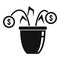 Bankrupt money flower icon, simple style