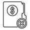 Bankrupt money folder icon, outline style