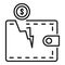 Bankrupt wallet icon, outline style