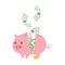 Bankruptcy broken piggy bank coins money business financial crisis
