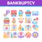 Bankruptcy Business Collection Icons Set Vector