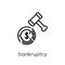 bankruptcy icon. Trendy modern flat linear vector bankruptcy icon on white background from thin line law and justice collection