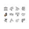 Bankruptcy line icons set. Debt and money crisis linear icon collection includes recession, poverty, money. Editable stroke