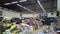 Bankruptcy of supermarket Spar, largest retailer. Clutter, trash and scattered goods on the dirty floor in a store. Mess, huge pi
