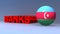 Banks with Azerbaijan flag on blue