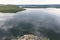 The banks of a large river with calm smooth water. Panoramic landscape of Bakota Bay view. Dniester river, Ukraine.