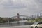 Banks of Main river and Financial District Buildings of Frankfurt am Main City of Germany.