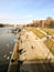 The banks of the river flowing through the city center of Krakow