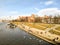 The banks of the river flowing through the city center of Krakow