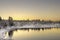 Banks of river at sunset in Inari, Finland