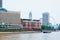 Bankside and London Eye Ferris Wheel at Thames River London