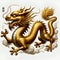 A banksy art of charming golden dragon, with chinese style, in chinese new year theme, white backgroun