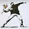 Banksy Piece of a Rioter Throwing a Flower Bouquet