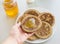 Bannana pancake  on the kitchen table