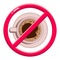 Banned coffee. Top view coffee or tea cup. Forbidden drink in a flat cup vector image