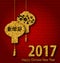 Banner for 2017 New Year with Chinese Lanterns