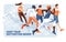Banner for advertising running competitions or training. A group of athletes running on an abstract background. Different races,