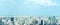 Banner of Aerial view cityscape of modern city in Bangkok. Urban landscape of Center business of thailand in Panoramic view. City