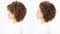 Before after banner awkward hairstyle. Before-after uncomfortable Hair style bang. African american woman face profile isolated on