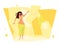 Banner with Belly female dance dancer on yellow background.