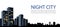 Banner big city. Night city on white background. Black silhouett