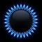 Banner burner with flames natural gas on black background