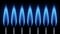 Banner burner with flames natural gas on black background