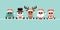 Banner Christmas Tree Snowman Reindeer Santa And Wife Sunglasses Turquoise