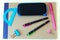 Banner concept Back to School, pencil, Notebook, eyeglass case, pencil case, accessorie. Top View Flat Lay