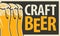 banner for craft beer with three beer glasses